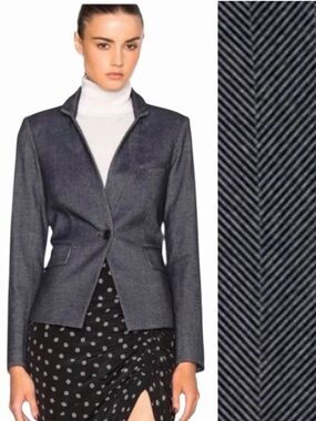 Veronica Beard Anaheim Dark Blue Herringbone Dickey Blazer Size 4/ Small